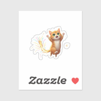 Fireworks Tail Cat Jumping Feline New Year Sparkle