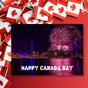 Fireworks Toronto Skyline Happy Canada Day Card