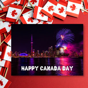 Fireworks Toronto Skyline Happy Canada Day Card