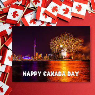 Fireworks Toronto Skyline Happy Canada Day Card