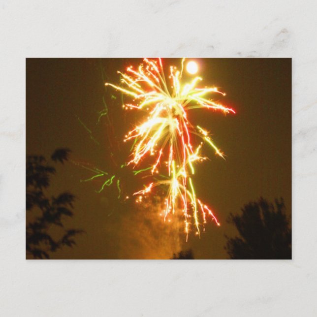 Fireworks under the Full Moon Postcard (Front)
