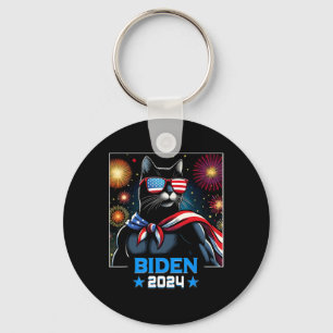 Fireworks Us President Biden 2024 Black Cat Keychain