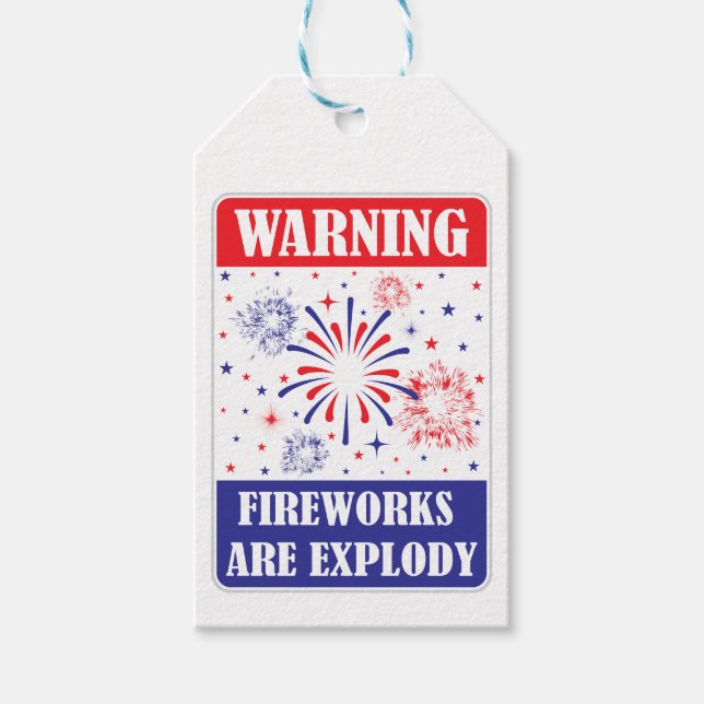Fireworks Warning Sign Gift Tags (Front)