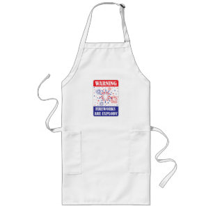 Fireworks Warning Sign Long Apron