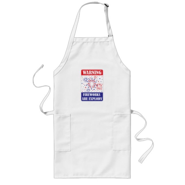 Fireworks Warning Sign Long Apron (Front)