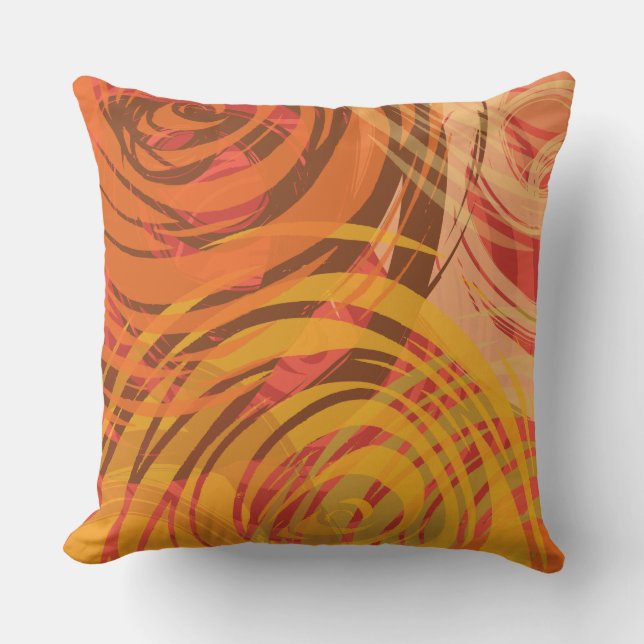 Firey Orange SPIRAL DESIGN Retro Lance Oreiller (Recto)