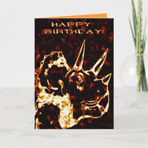 Firey Triceratops Birthday Card