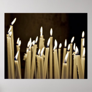 Firing candles in church poster