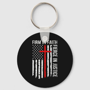Firm In Faith Fierce In Justice Usa Flag Christian Keychain