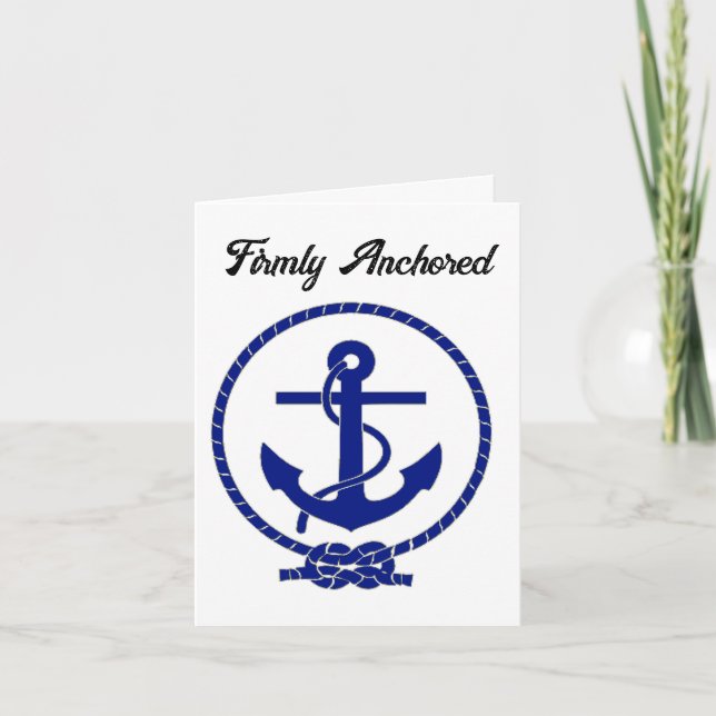 Firmly Anchored Nautical Anchor Coastal Artwork Card (Front)
