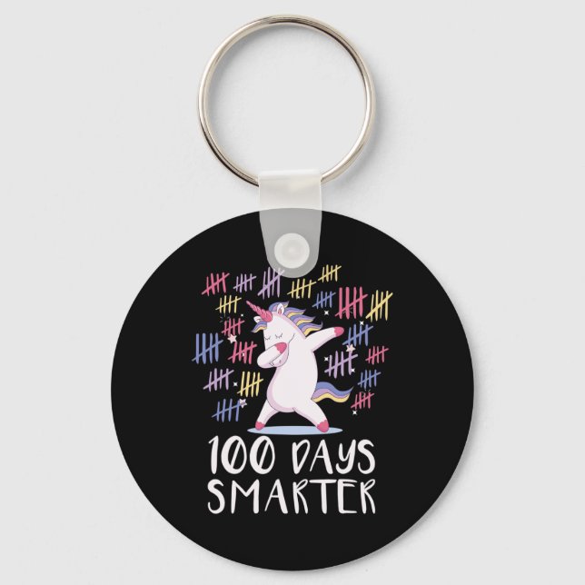 First 100 Days Of School Unicorn  Keychain (Front)