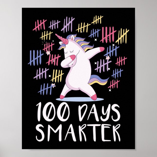 First 100 Days Of School Unicorn  Poster (Front)