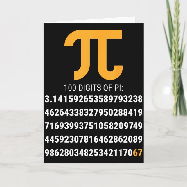 First 100 Digits Of Pi 67 Nerds Geeks Math Teacher Card (Front)