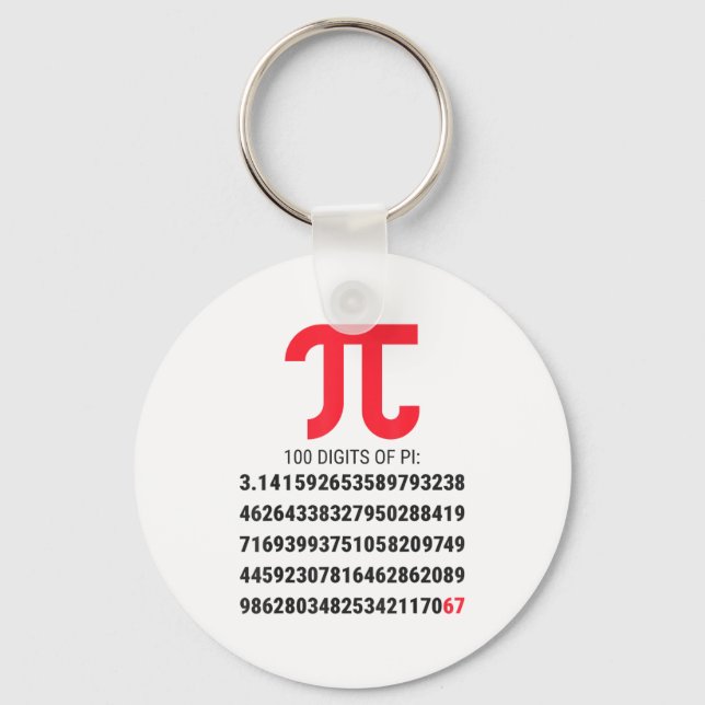 First 100 Digits Of Pi 67 Nerds Geeks Math Teacher Keychain (Front)