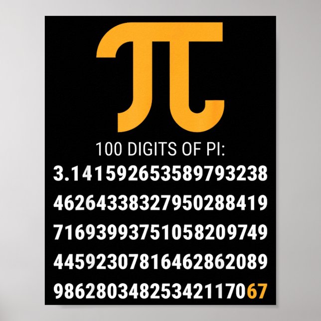 First 100 Digits Of Pi 67 Nerds Geeks Math Teacher Poster (Front)