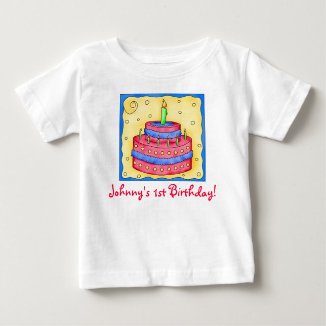 First (1st) Birthday Cake Tee Shirt (Front)