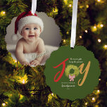 First 1st Christmas Grandparents Memento Keepsake  Ornament Card<br><div class="desc">Grandparents first Christmas personalized keepsake paper ornament with photo on the back. Created from a hand drawn watercolor wreath and bow with fun multicolored lettering.  Original art by Leslie Larson.</div>