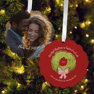 First 1st Christmas Married Mr Mrs Keepsake Photo Ornament Card