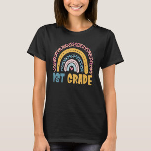 First 1st Grade Boho Rainbow Student Teacher Back T-Shirt