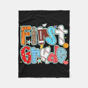 First 1st Grade Boy Baseball Basketball Football S Fleece Blanket