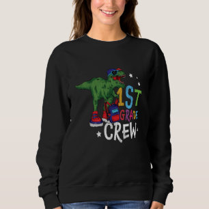 First 1st Grade School Kids Teacher Squad Dinosaur Sweatshirt
