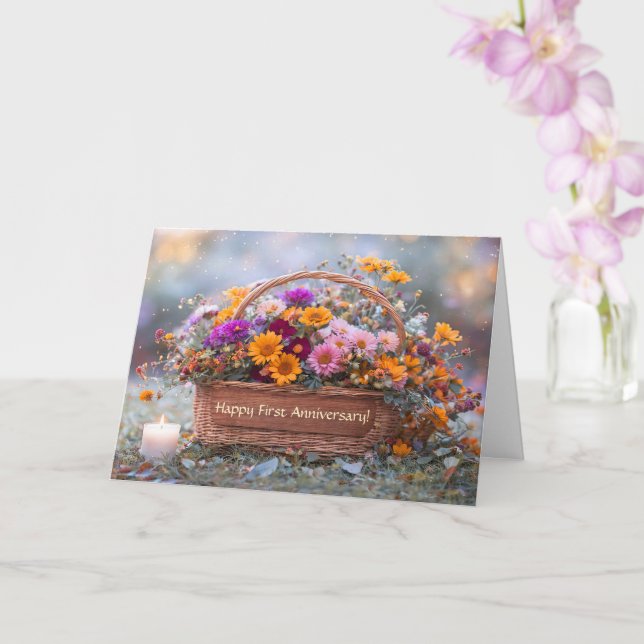 First 1st Wedding Anniversary or Any Year Custom Card (Orchid)