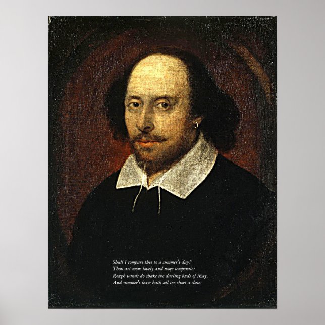 First 4 Lines of Sonnet # 18 by Shakespeare Poster (Front)