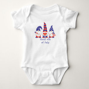 First 4th Of July Gnome Red White Blue Baby Bodysuit