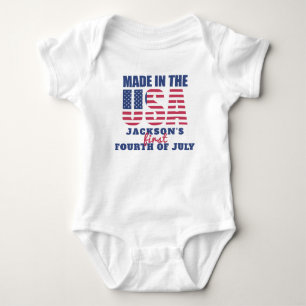 First 4th of July Made in the USA Personalized Baby Bodysuit