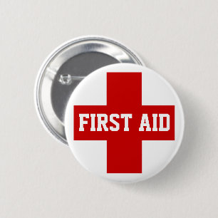 First Aid Emergency Customized White & Red Event 2 Inch Round Button