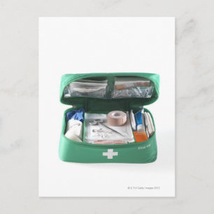 First aid kit. postcard