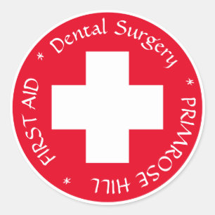 First Aid - Medic (cross) - Ambulance, Dental Help Classic Round Sticker