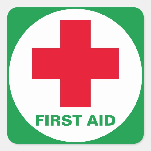 First Aid - Medic (cross) - Ambulance, Dental Help Square Sticker (Front)