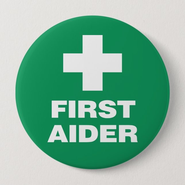 First Aider 4 Inch Round Button (Front)
