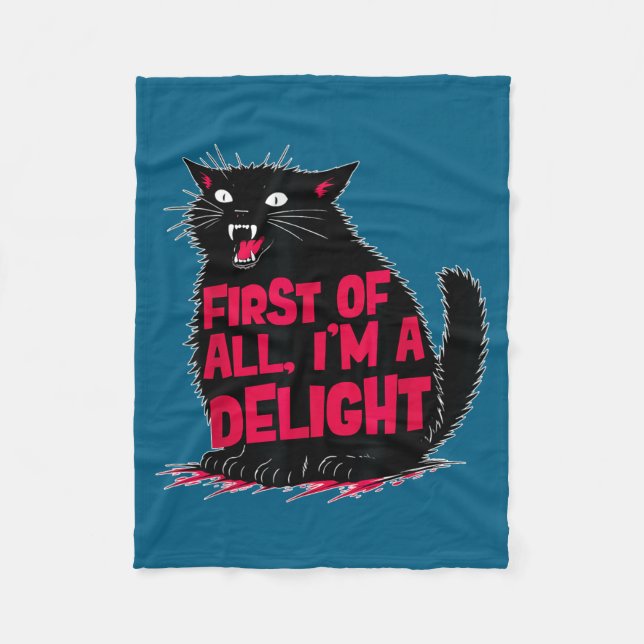 First all i'm delight funny roaring cat sarcastic fleece blanket (Front)