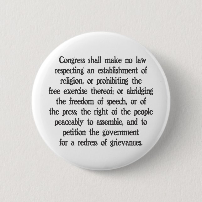First Amendment 2 Inch Round Button (Front)