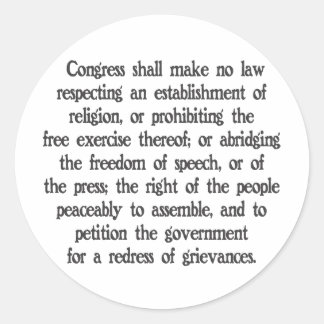 First Amendment Classic Round Sticker