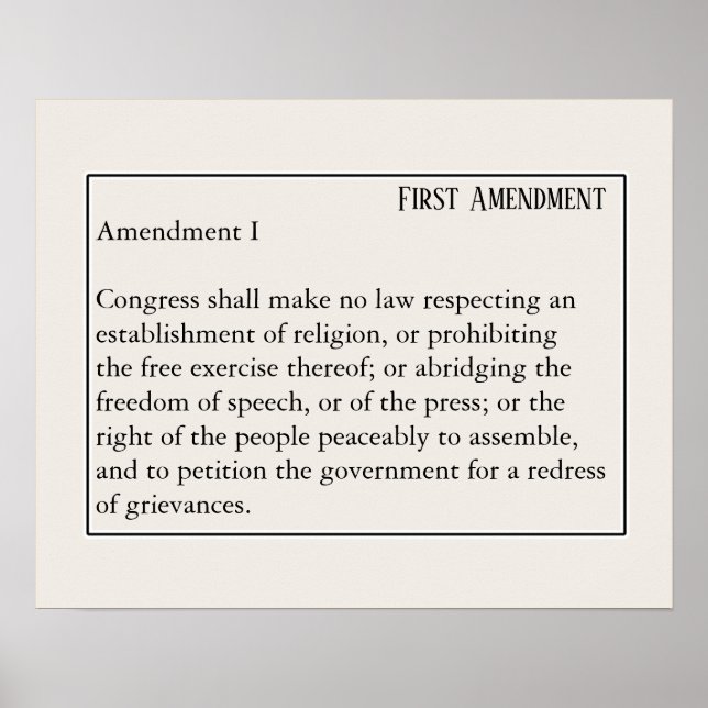 First Amendment Constitution Freedom of Speech Poster (Front)