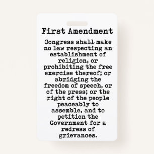 First Amendment-Constitution of the United States Badge