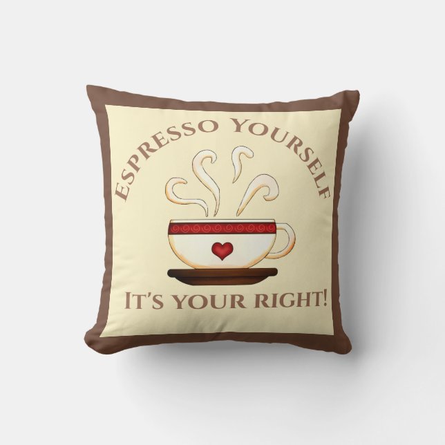 First Amendment: Espresso Yourself Throw Pillow (Front)