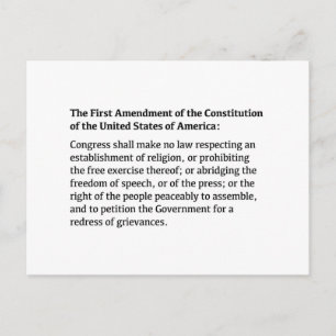 First Amendment of the Constitution Postcard