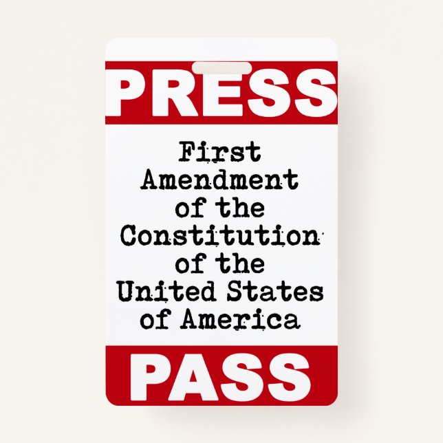 First Amendment Press Pass Badge (Back)