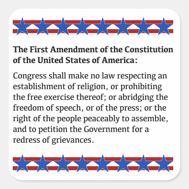 First Amendment Rights Square Sticker (Front)