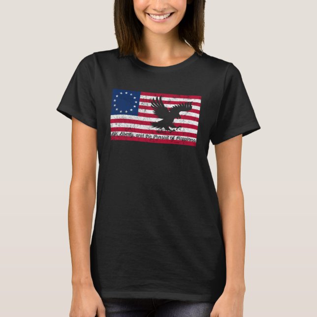 First American Betsy Ross Bald Eagle Flag Patrioti T-Shirt (Front)