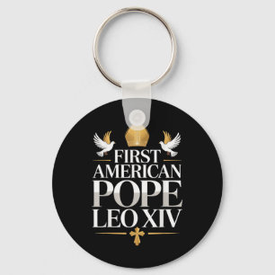 First American Pope Leo Xiv Catholic Religious Men Keychain
