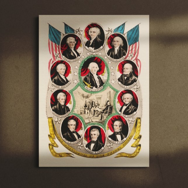 First American Presidents Restored 1844 Lithograph Canvas Print (Creator Uploaded)