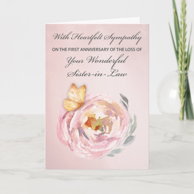 First Anniversary of Loss Sister in Law Butterfly Card (Front)