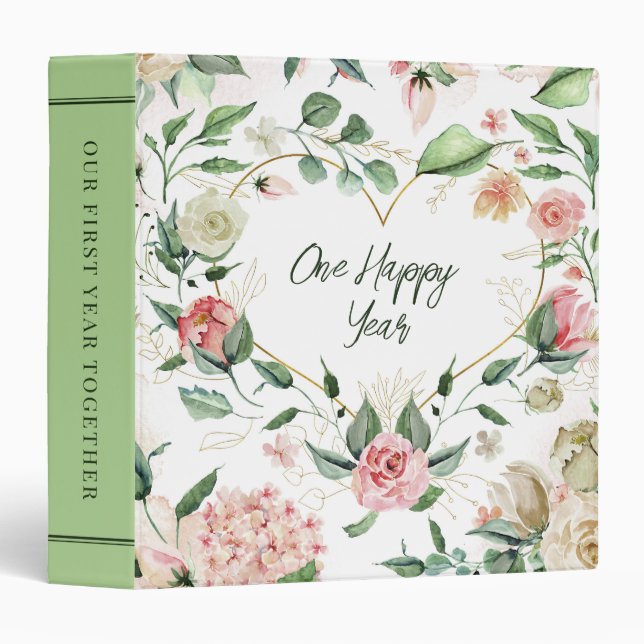 First Anniversary Romantic One Year Together Photo Binder (Front/Spine)