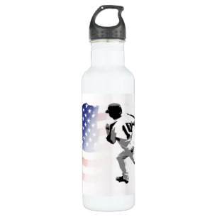 First Base Run- Baseball Player and USA Flag  710 Ml Water Bottle