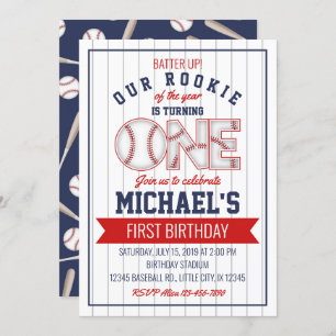First Baseball Birthday Invitation